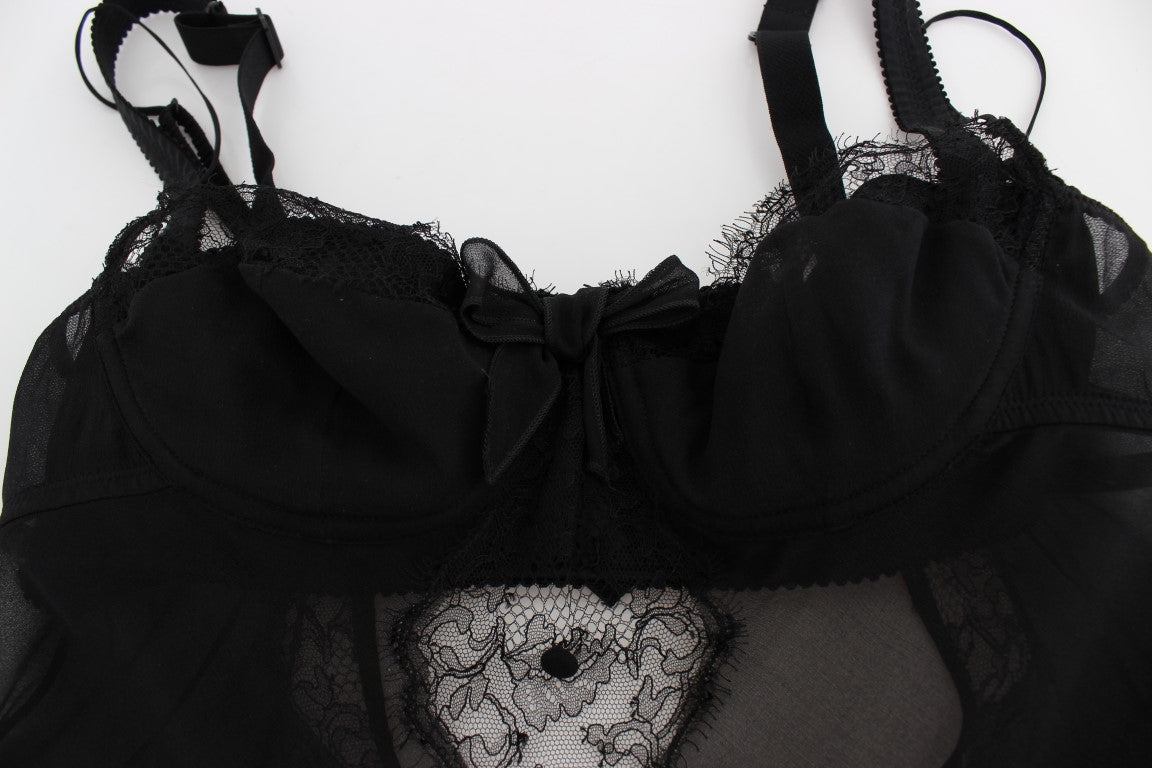 Dolce &amp; Gabbana Elegantes Babydoll-Hemdchen aus Seiden-Blumenspitze