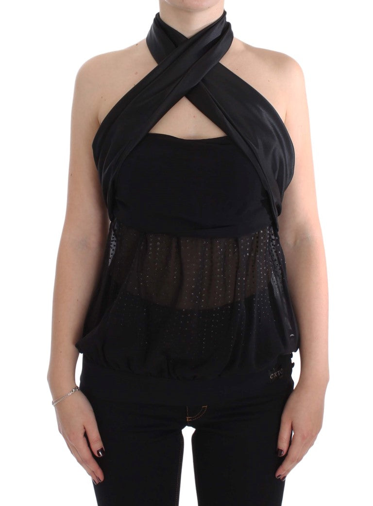 Exte Elegante schwarze Abendbluse mit Wickeltop