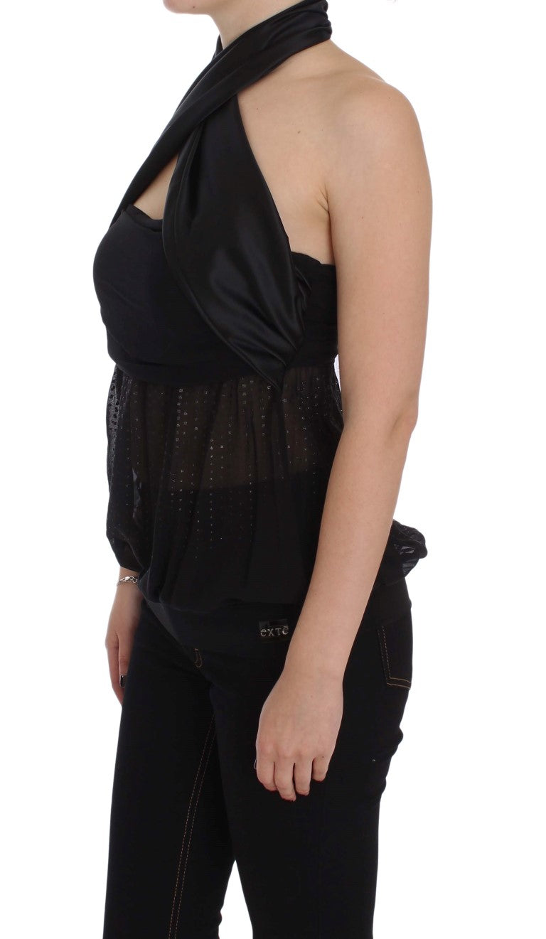 Exte Elegante schwarze Abendbluse mit Wickeltop