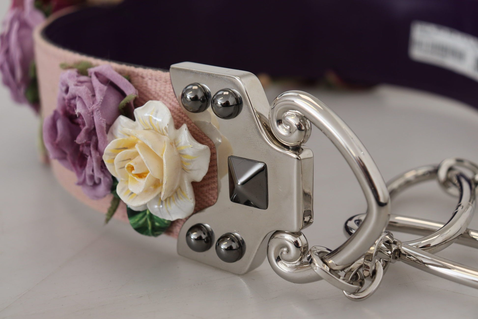 Dolce &amp; Gabbana Beiges Schultergurt-Accessoire aus geblümtem Leder