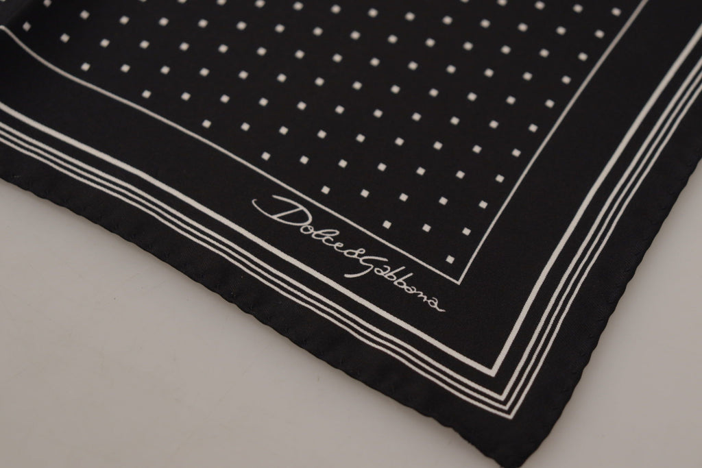 Dolce &amp; Gabbana – Eleganter Herrenschal aus schwarzer Seide mit Punkten