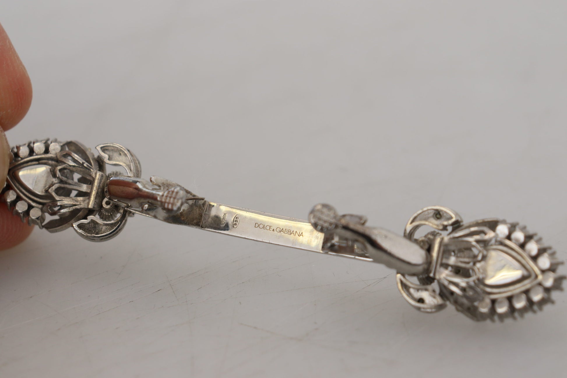 Dolce &amp; Gabbana Elegante Sterlingsilber-Glasbrosche