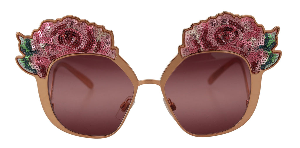 Dolce & Gabbana Pink Gold Rose Sequin Embroidery DG2202 Sunglasses - Allority