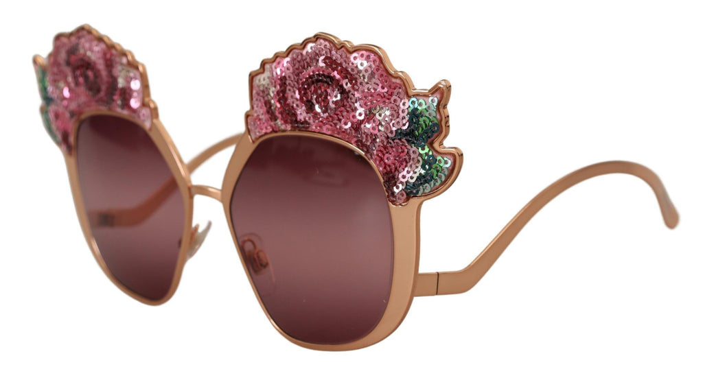 Dolce & Gabbana Pink Gold Rose Sequin Embroidery DG2202 Sunglasses - Allority