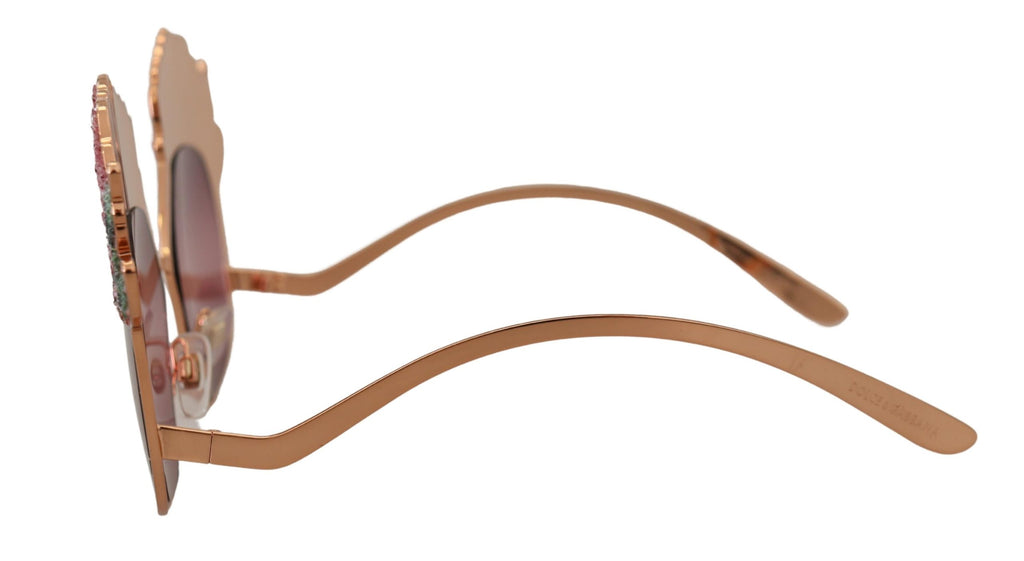 Dolce & Gabbana Pink Gold Rose Sequin Embroidery DG2202 Sunglasses - Allority