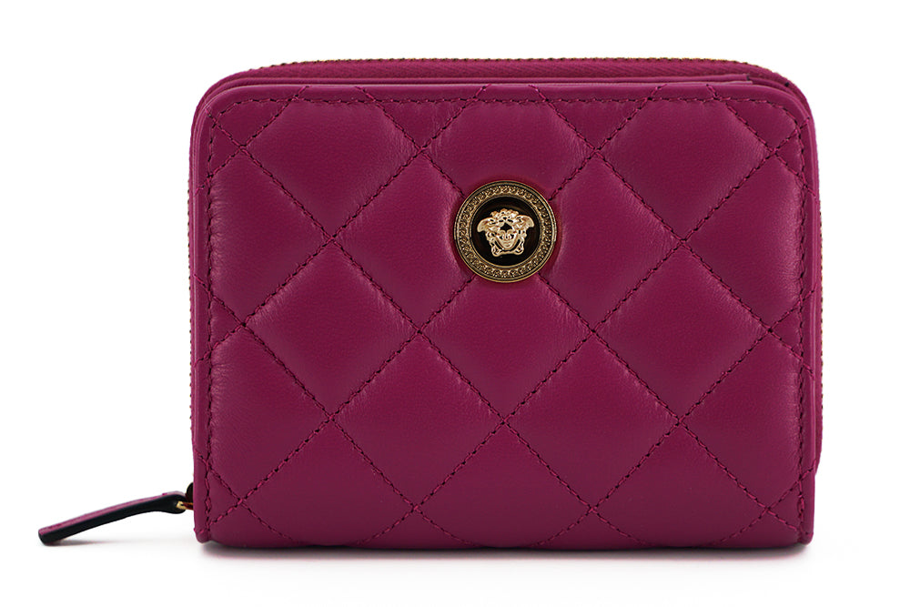 Versace – Elegante, lila gesteppte Lederbrieftasche