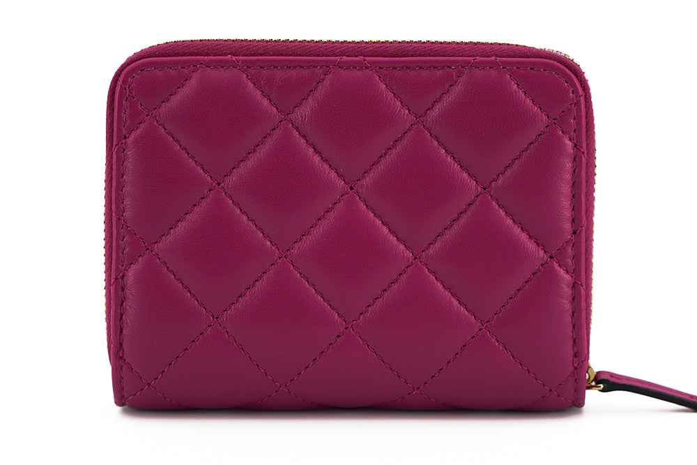 Versace – Elegante, lila gesteppte Lederbrieftasche