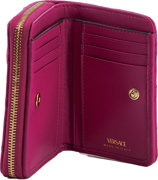 Versace – Elegante, lila gesteppte Lederbrieftasche