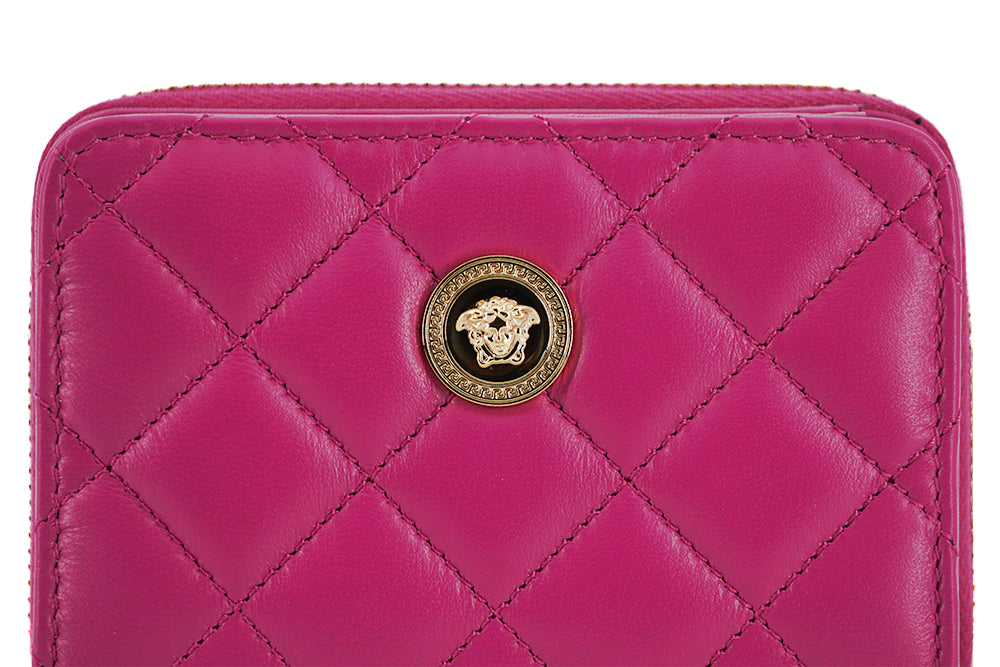 Versace – Elegante, lila gesteppte Lederbrieftasche