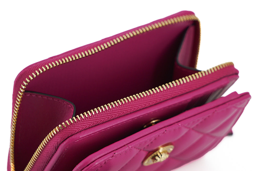 Versace – Elegante, lila gesteppte Lederbrieftasche