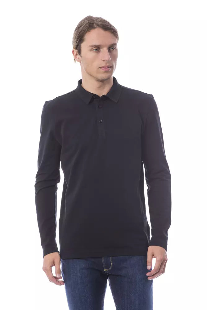 Verri Schwarzes Herren-Poloshirt aus Baumwolle mit langen Ärmeln