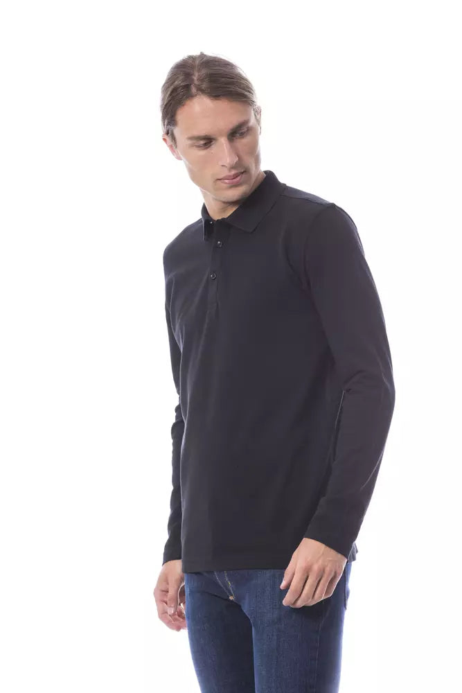 Verri Schwarzes Herren-Poloshirt aus Baumwolle mit langen Ärmeln