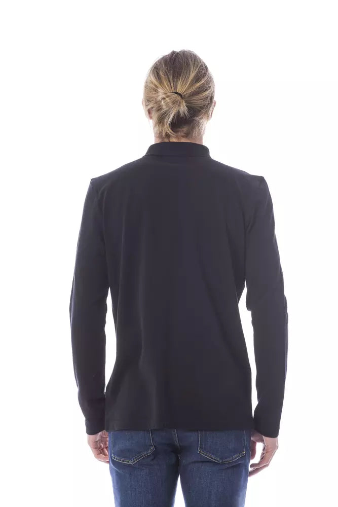 Verri Schwarzes Herren-Poloshirt aus Baumwolle mit langen Ärmeln