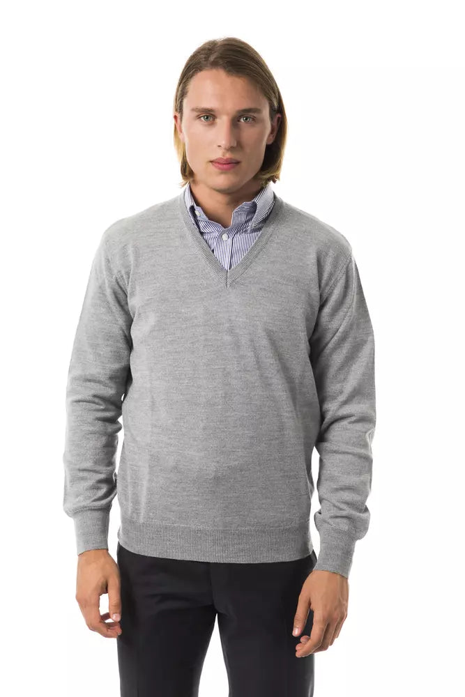 Herrenpullover aus grauer Wolle von Uominitaliani