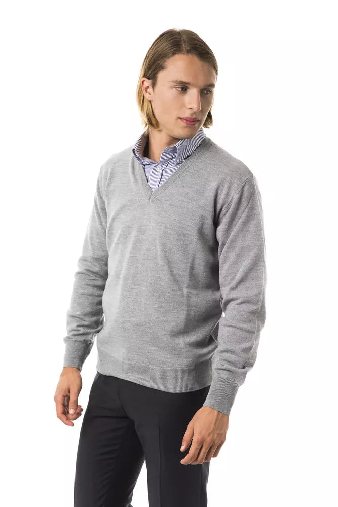 Herrenpullover aus grauer Wolle von Uominitaliani
