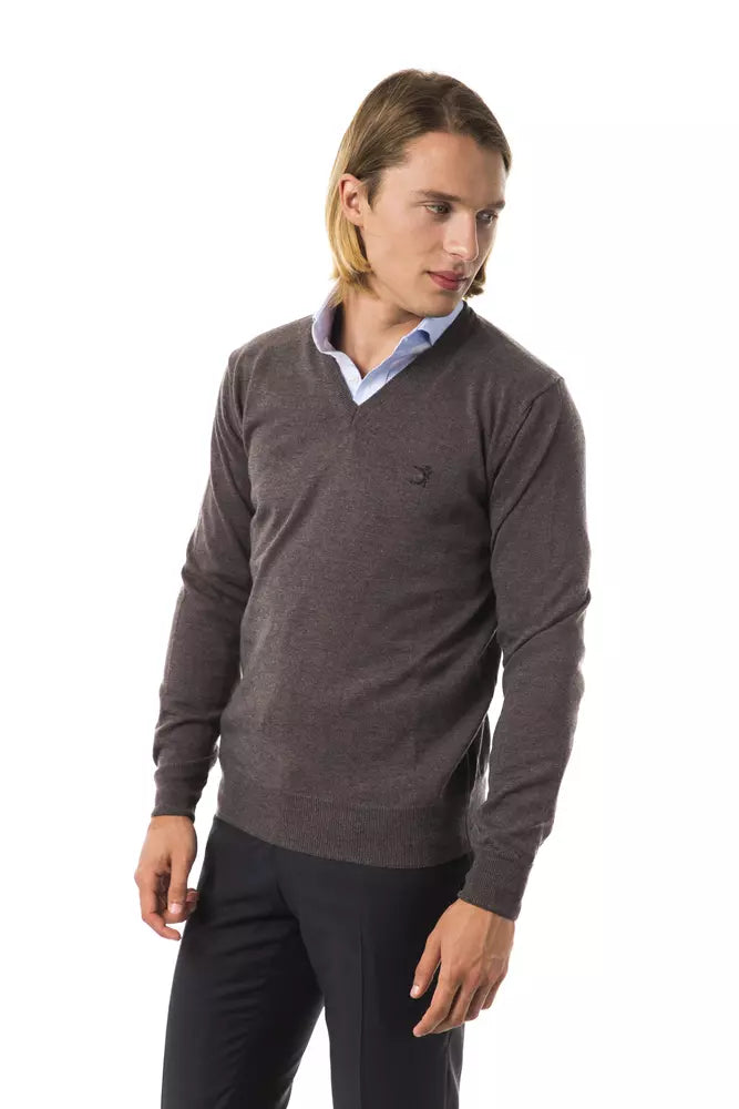 Herrenpullover aus grauer Merinowolle von Uominitaliani