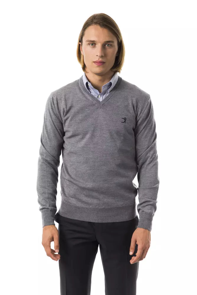 Herrenpullover aus grauer Merinowolle von Uominitaliani