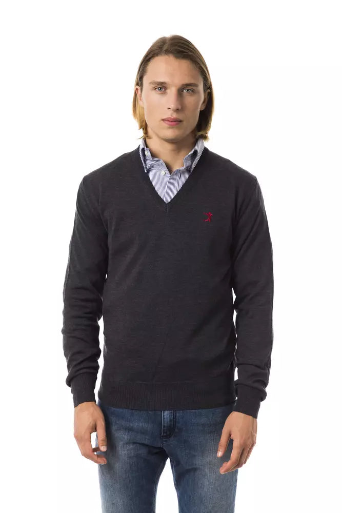 Herrenpullover aus grauer Merinowolle von Uominitaliani