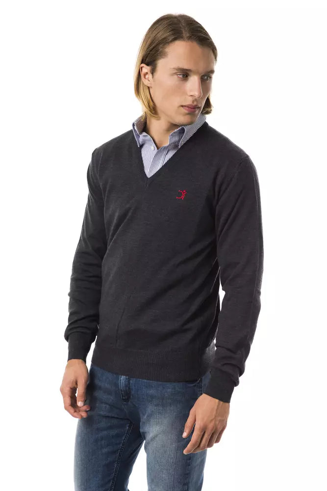 Herrenpullover aus grauer Merinowolle von Uominitaliani