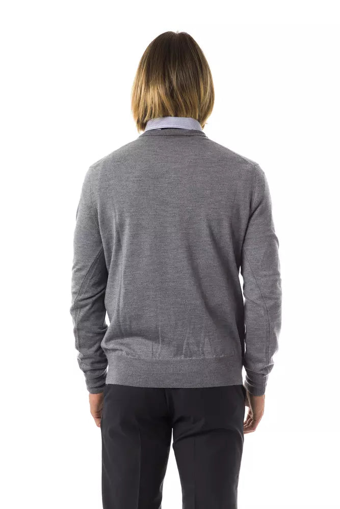 Herrenpullover aus grauer Merinowolle von Uominitaliani