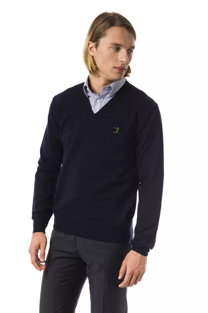 Blauer Herrenpullover aus Merinowolle von Uominitaliani