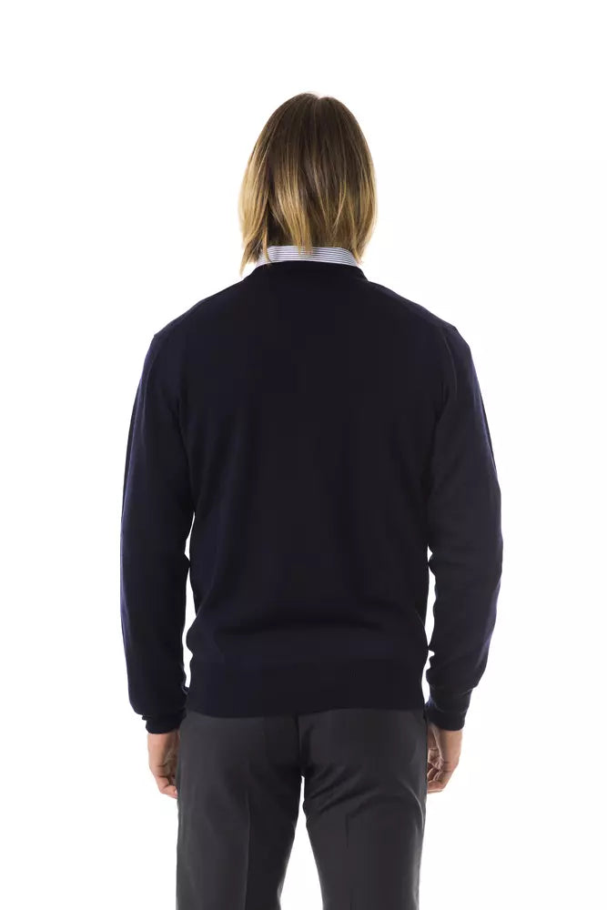 Blauer Herrenpullover aus Merinowolle von Uominitaliani
