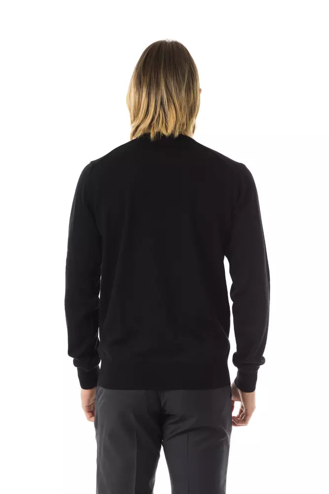 Herrenpullover aus schwarzer Merinowolle von Uominitaliani