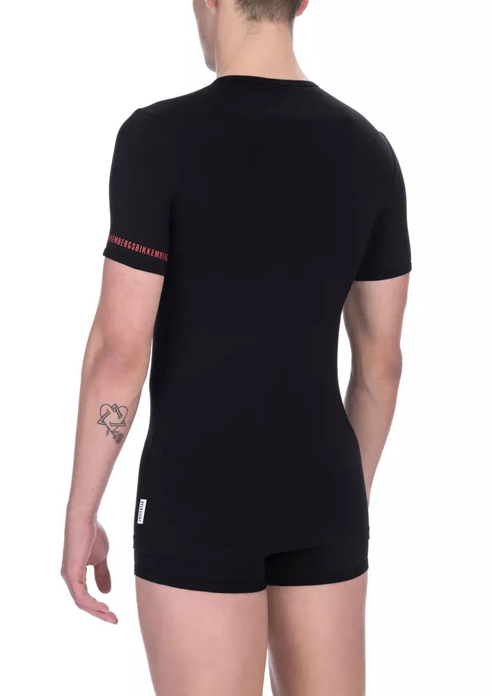 Bikkembergs Herren-T-Shirt aus schwarzer Baumwolle