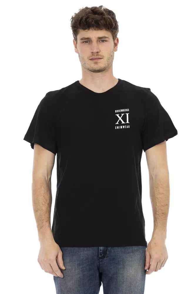 Bikkembergs Herren-T-Shirt aus schwarzer Baumwolle