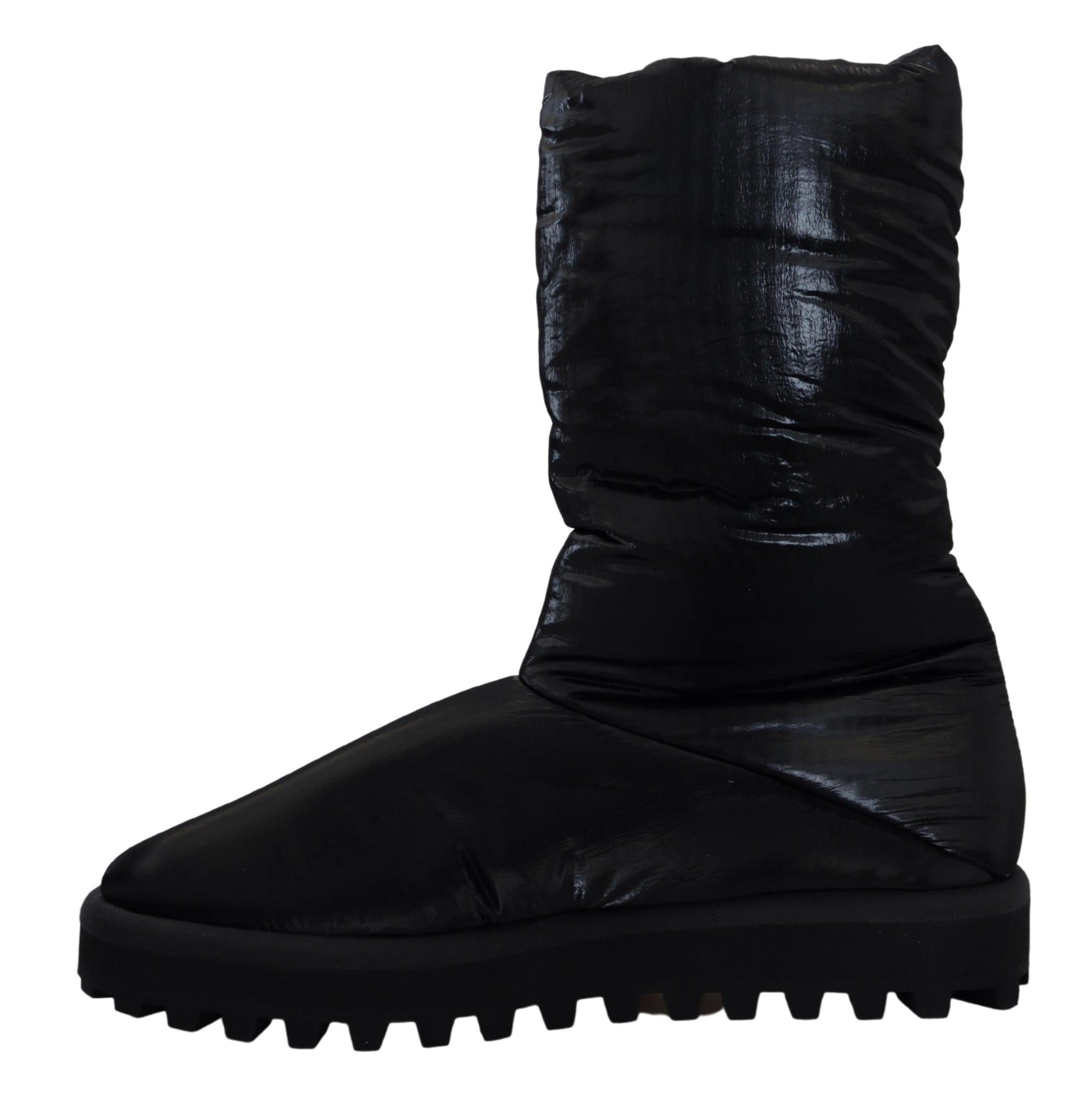 Dolce &amp; Gabbana Elegante halbhohe Stiefel aus schwarzem Polyester