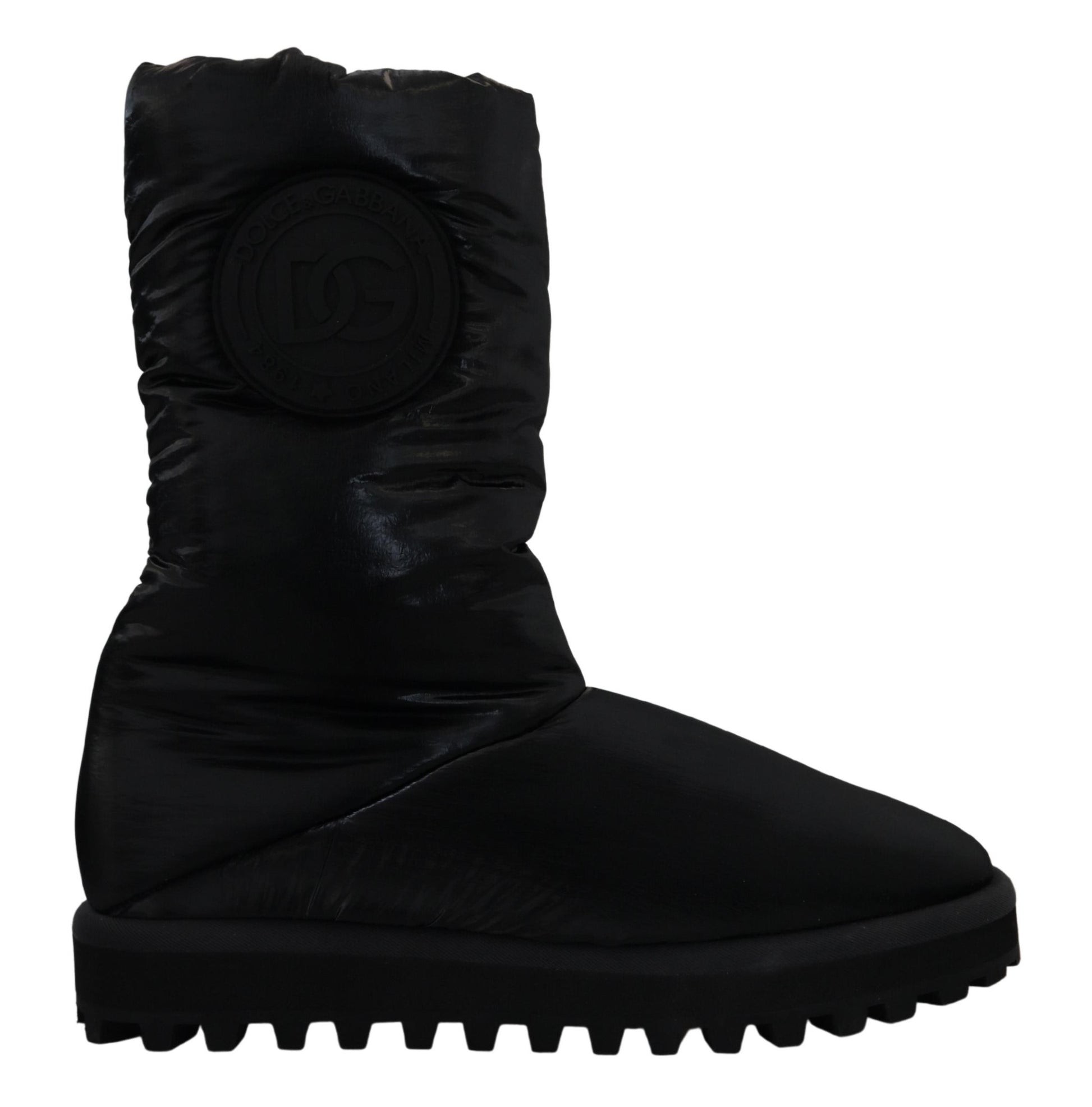 Dolce &amp; Gabbana Elegante halbhohe Stiefel aus schwarzem Polyester