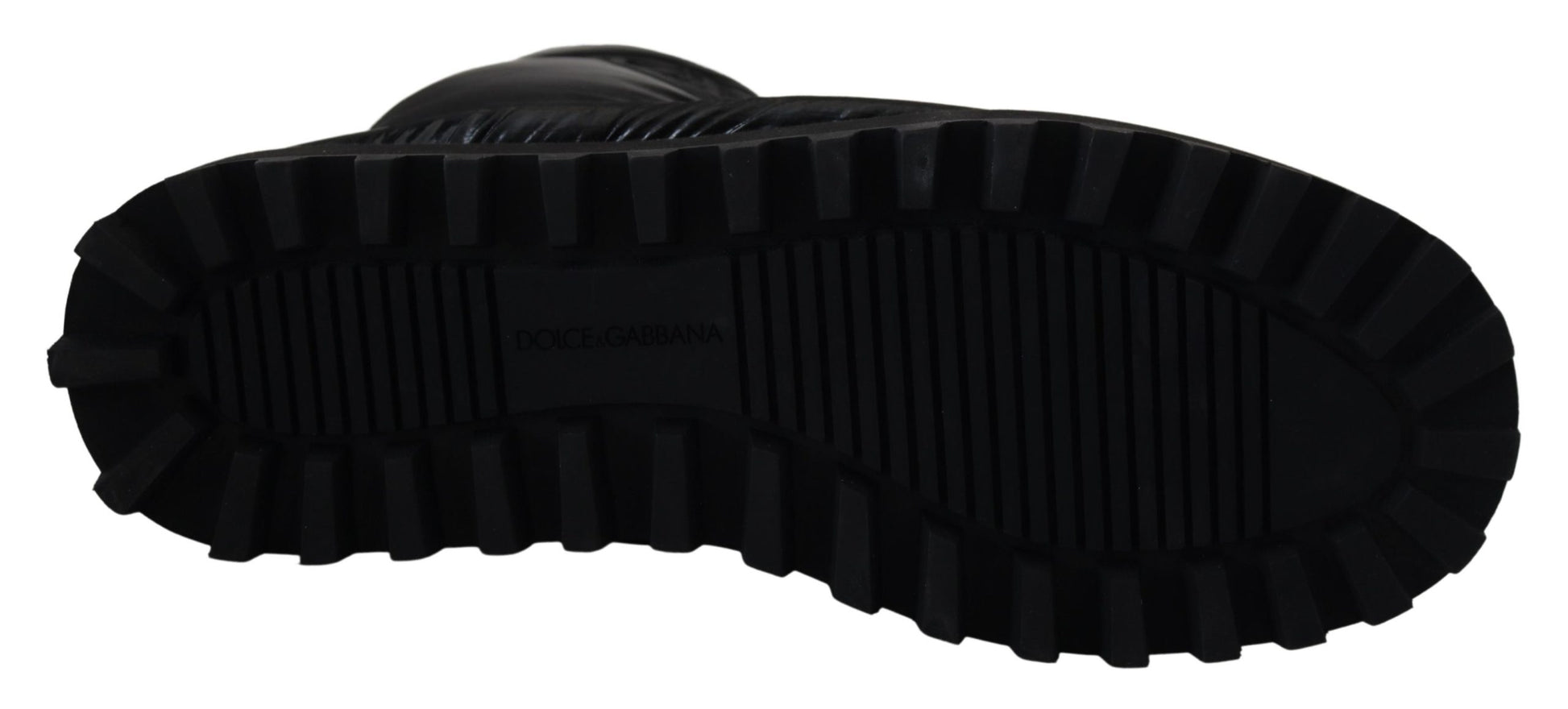 Dolce &amp; Gabbana Elegante halbhohe Stiefel aus schwarzem Polyester
