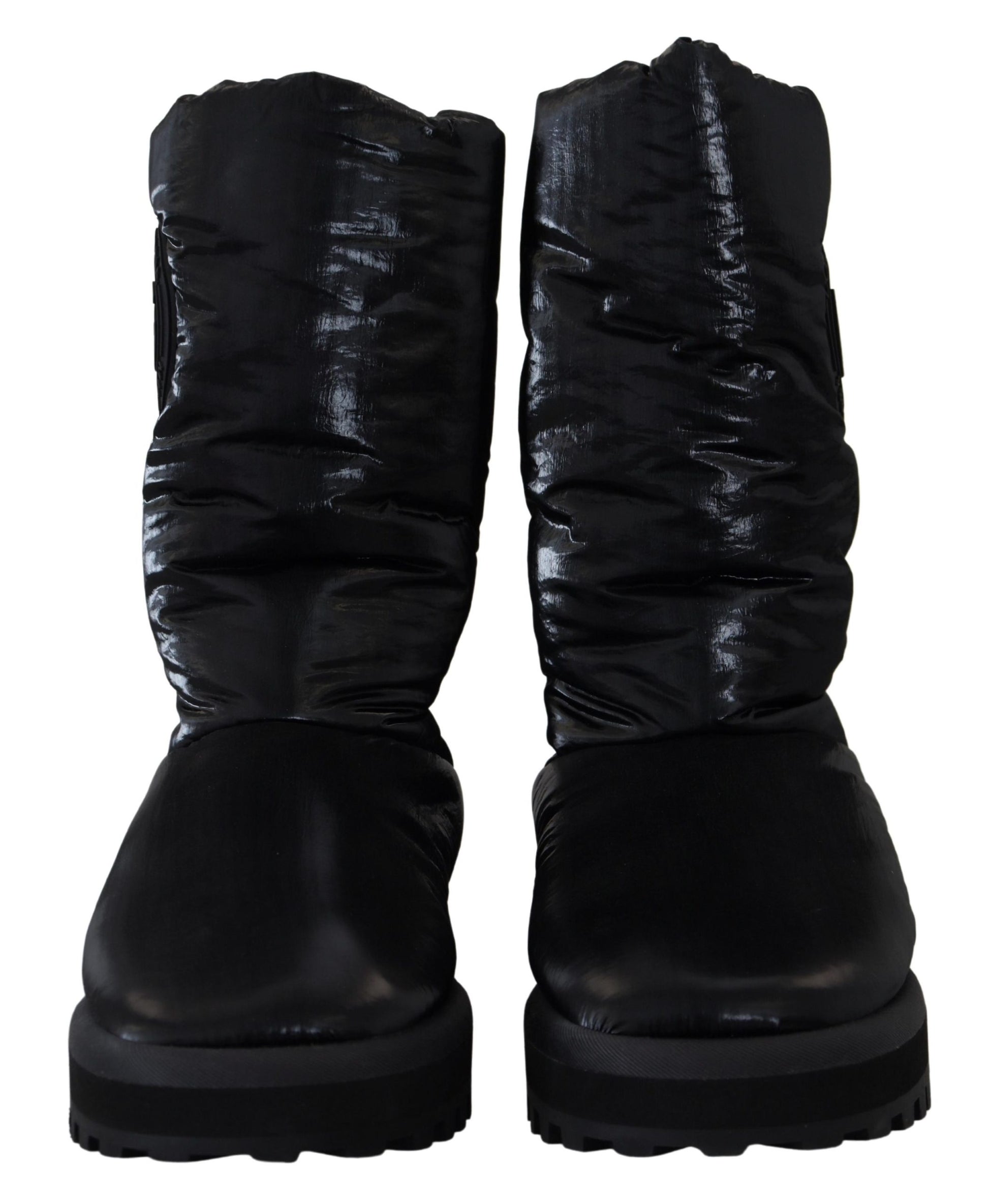 Dolce &amp; Gabbana Elegante halbhohe Stiefel aus schwarzem Polyester