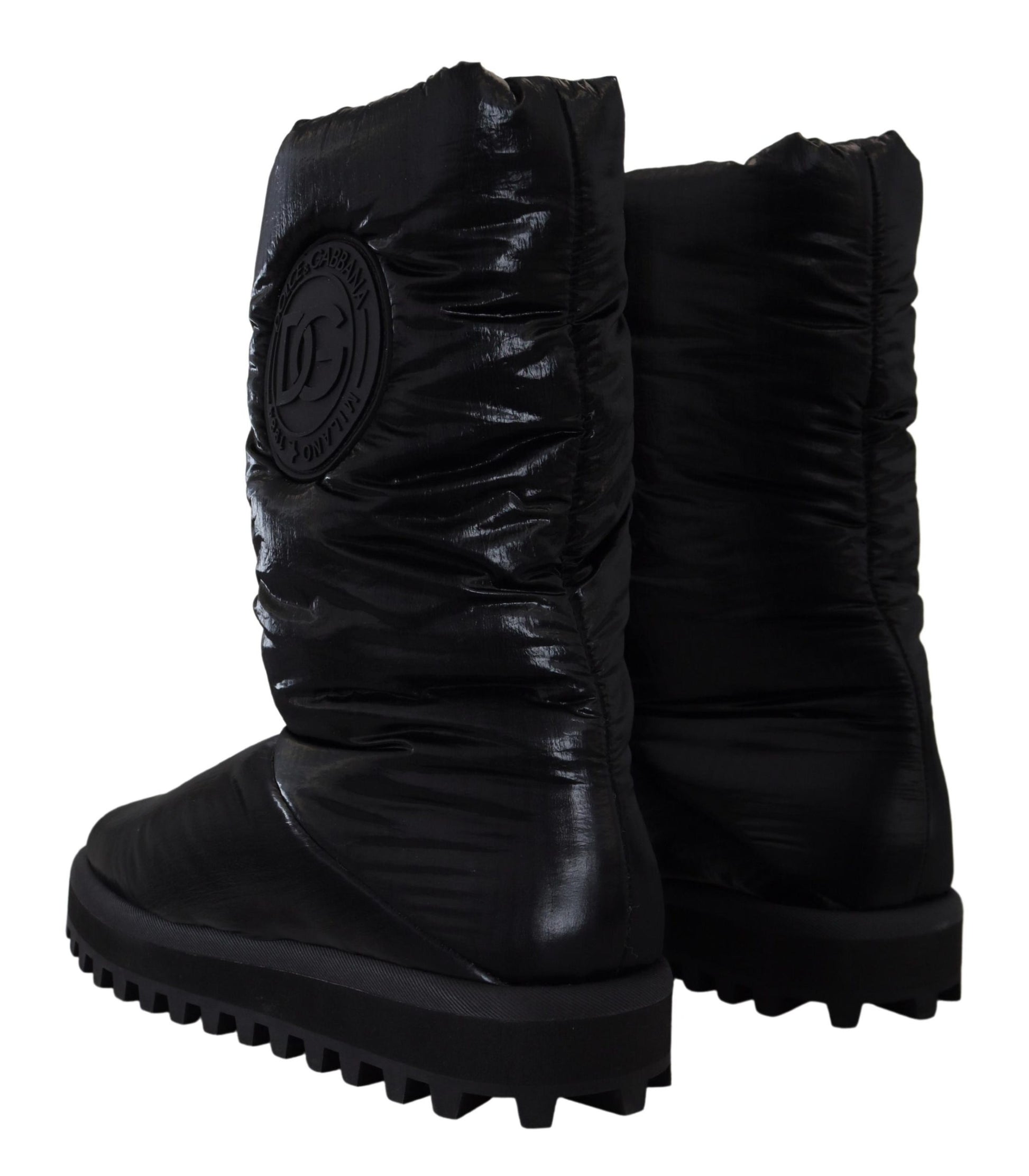 Dolce &amp; Gabbana Elegante halbhohe Stiefel aus schwarzem Polyester
