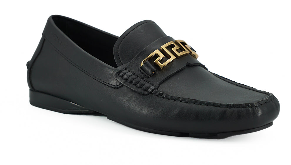 Versace Elegante Herren-Loafer aus schwarzem Kalbsleder