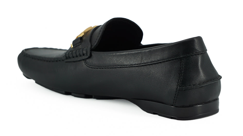 Versace Elegante Herren-Loafer aus schwarzem Kalbsleder