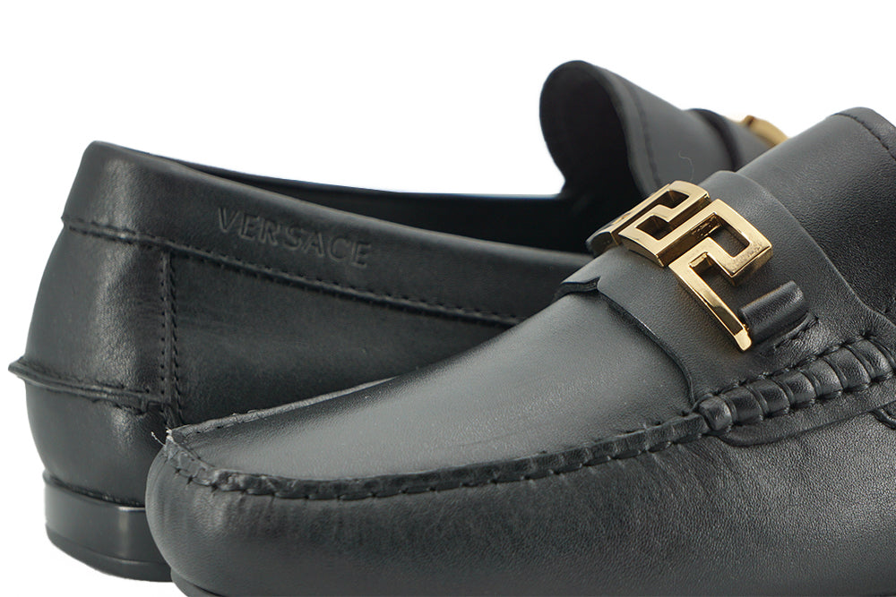 Versace Elegante Herren-Loafer aus schwarzem Kalbsleder