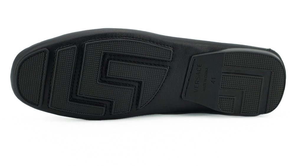 Versace Elegante Herren-Loafer aus schwarzem Kalbsleder