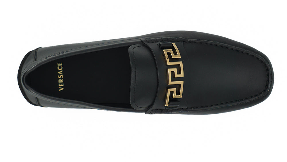Versace Elegante Herren-Loafer aus schwarzem Kalbsleder