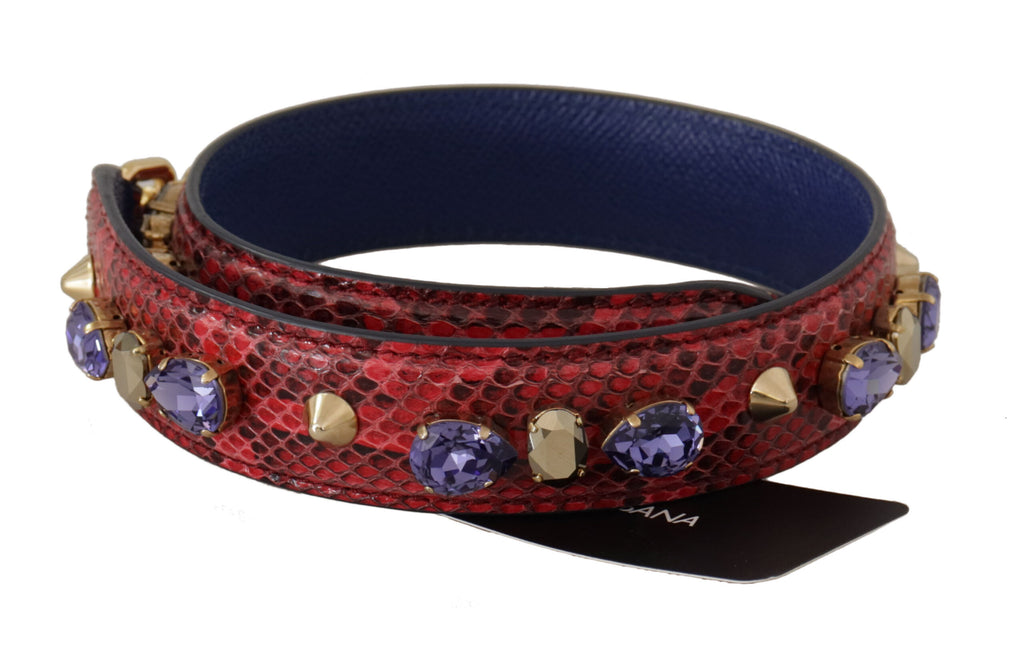 Dolce &amp; Gabbana Eleganter roter Handtaschengurt aus Pythonleder