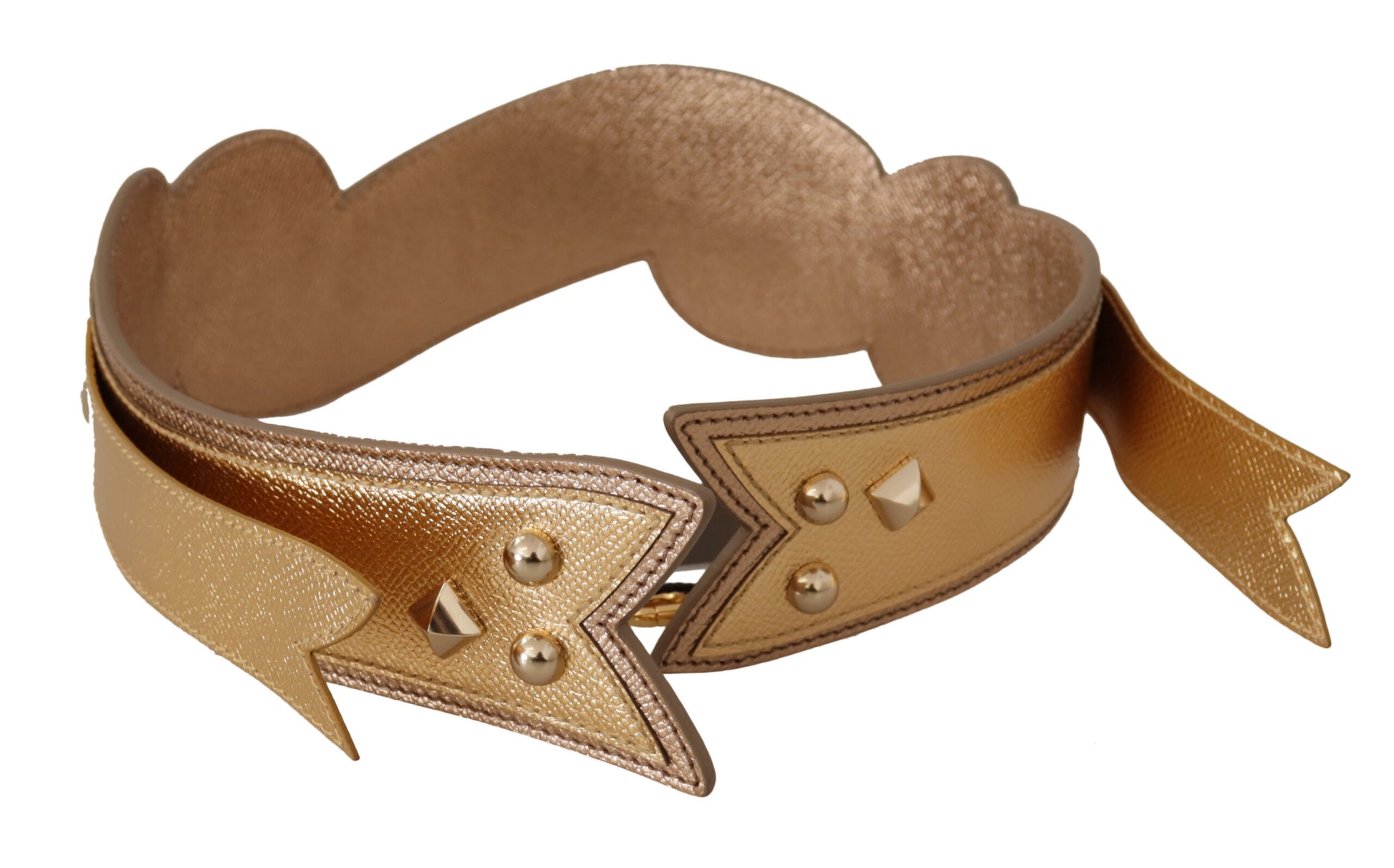 Dolce &amp; Gabbana Eleganter Schultergurt aus goldenem Leder