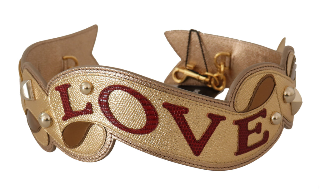 Dolce &amp; Gabbana Eleganter Schultergurt aus goldenem Leder