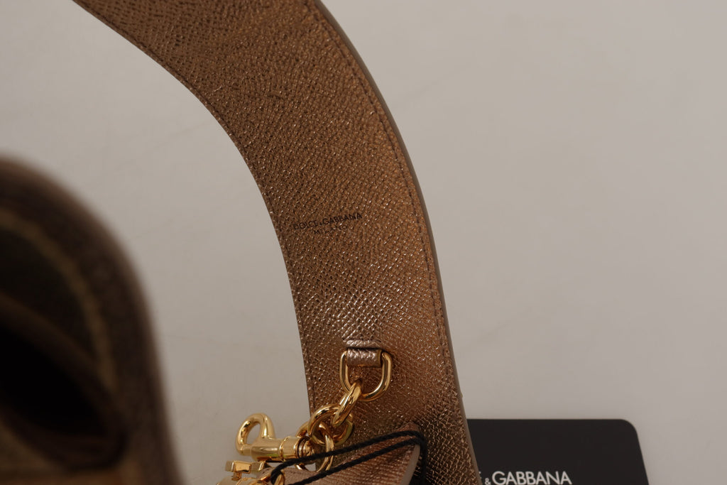 Dolce &amp; Gabbana Eleganter Schultergurt aus goldenem Leder