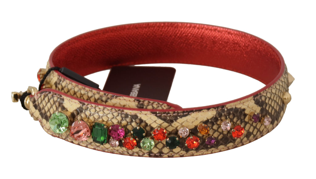 Dolce &amp; Gabbana Eleganter Taschengurt aus beigefarbenem Pythonleder