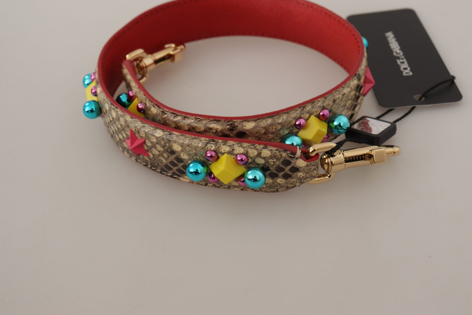 Dolce &amp; Gabbana – Exquisiter Taschengurt aus Pythonleder in Beige