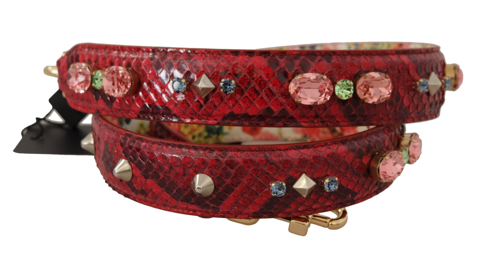 Dolce &amp; Gabbana Eleganter roter Taschengurt aus Pythonleder