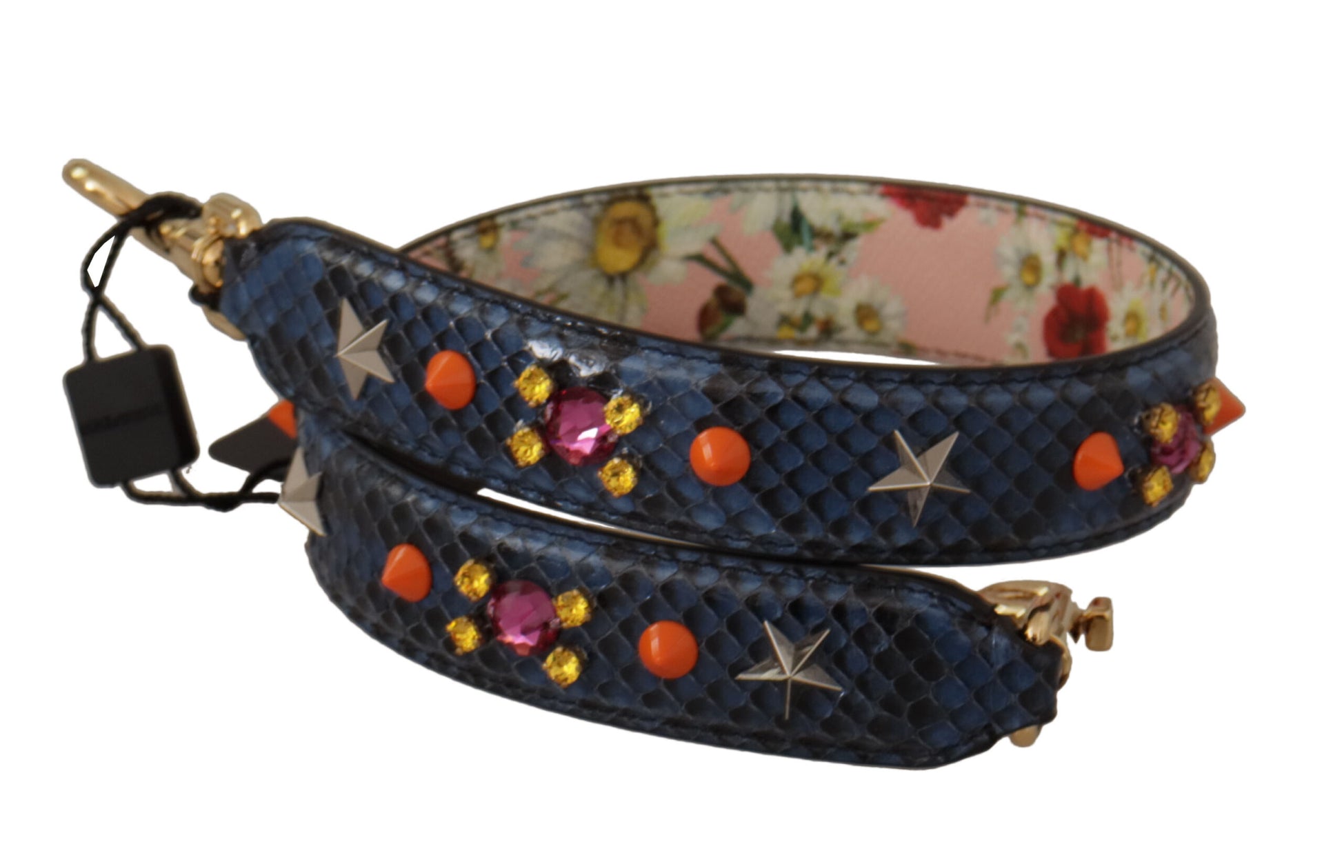 Dolce &amp; Gabbana Eleganter blauer Taschenriemen aus Pythonleder