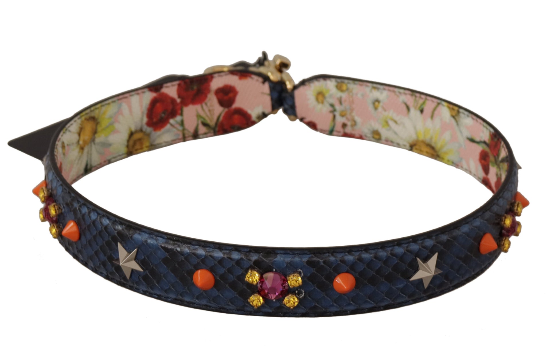Dolce &amp; Gabbana Eleganter blauer Taschenriemen aus Pythonleder
