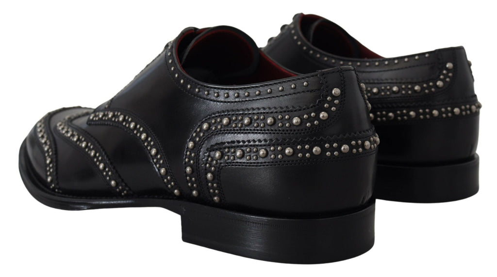 Dolce &amp; Gabbana – Elegante schwarze Derby-Schuhe mit Nieten