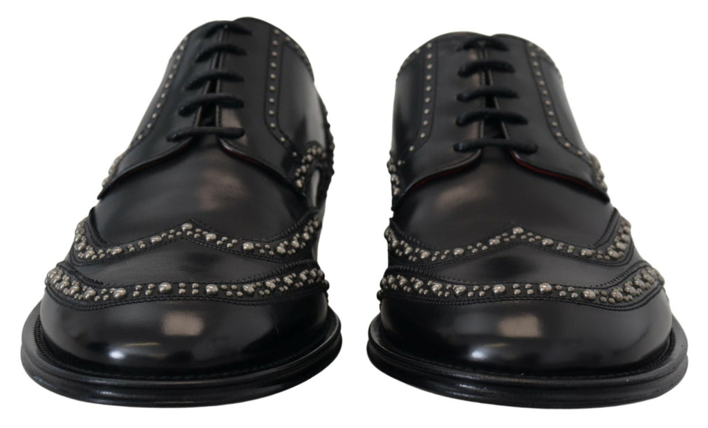 Dolce &amp; Gabbana – Elegante schwarze Derby-Schuhe mit Nieten